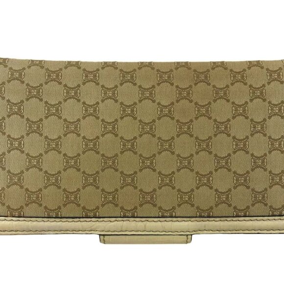 CELINE Long Purse Macadam Beige Canvas ?~ Leather Authentic Used - Picture 4 of 13